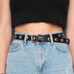 Brandy Melville Black Belt with Metal Accents